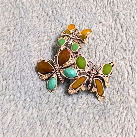 Vintage 90's MONET Three Butterfly Brooche - Picture 8 of 10